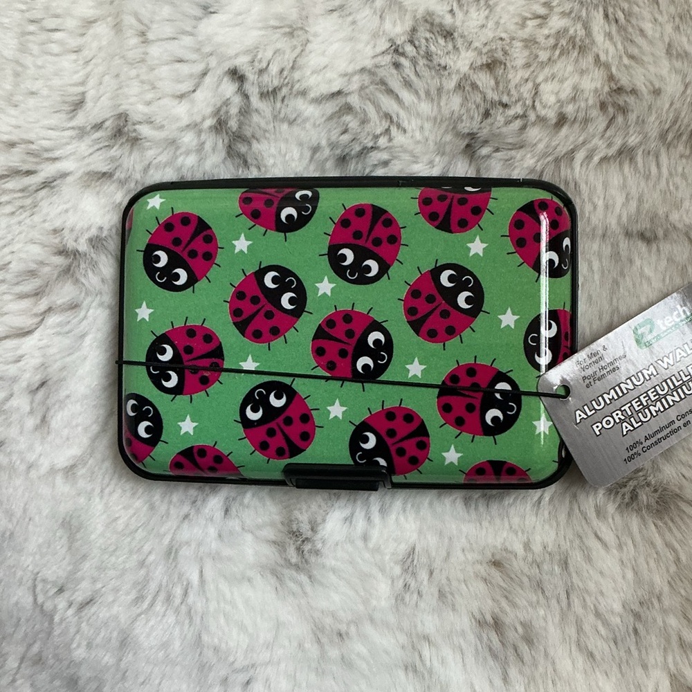 Ztech Ladybug Print Aluminum Card Wallet - Green